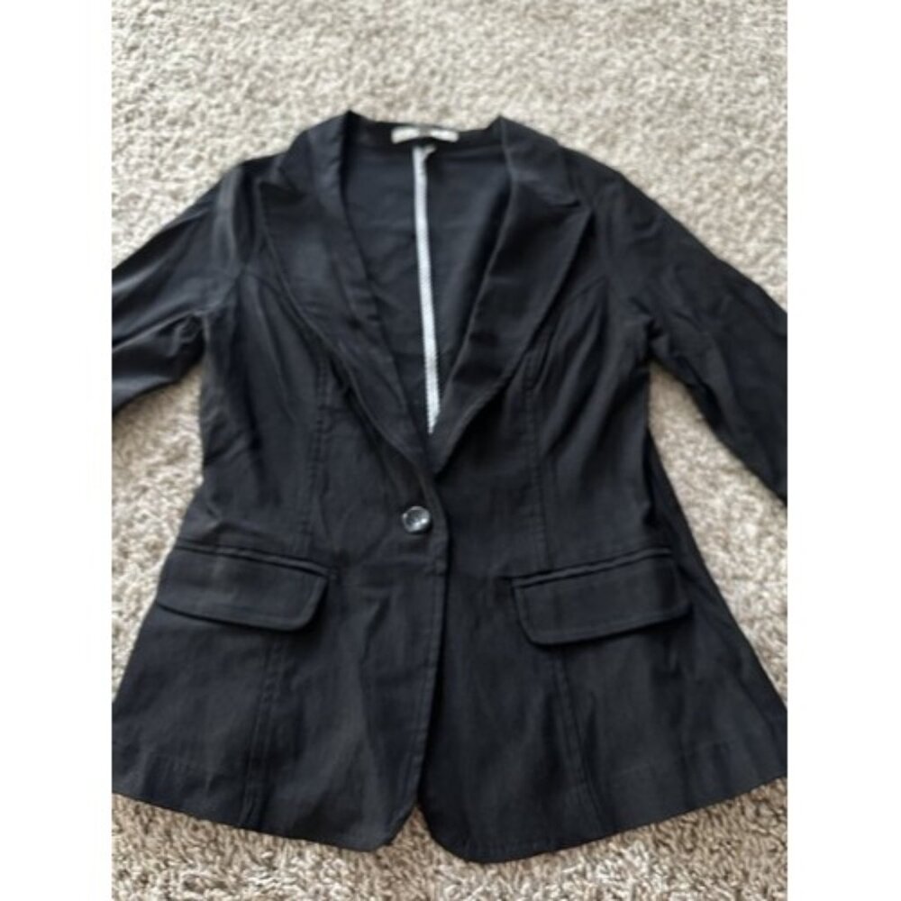 Papaya Basic Solid Black Roll Sleeve Single Butto… - image 2